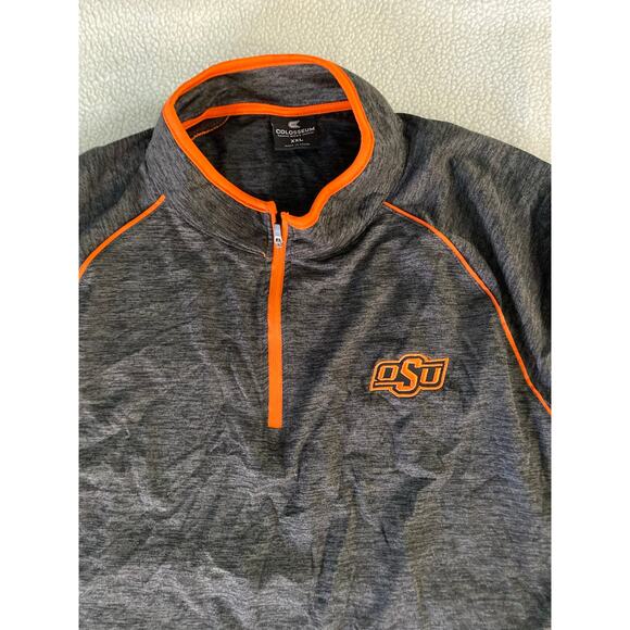 Oklahoma State Cowboys Pullover Men’s XXL Colosseum 1/4 Zip Mock Neck Dry-Fit # - Picture 2 of 7
